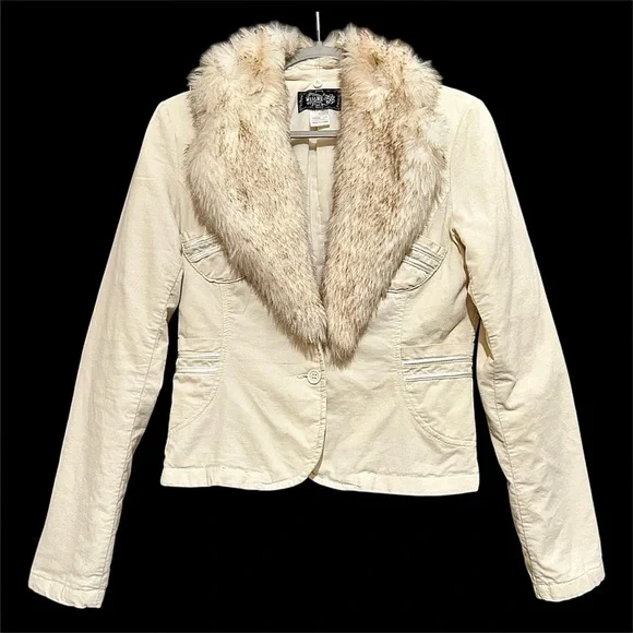 Miss Me vintage Y2K corduroy faux fur jacket blazer medium - Picture 1 of 8